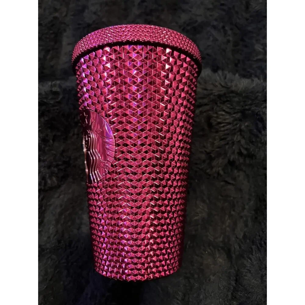 Starbucks 2022 Sangria Pink Studded Tumbler 16oz Cold Cup No Straw EUC